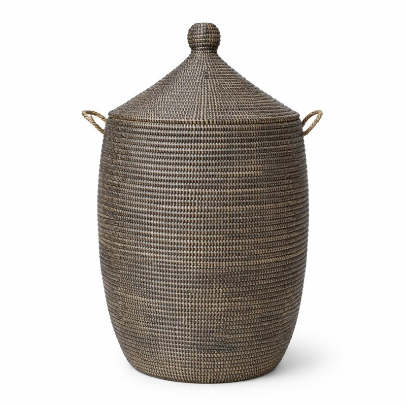 Vasketøjskurv. Sort med låg. Fair Trade, Senegal