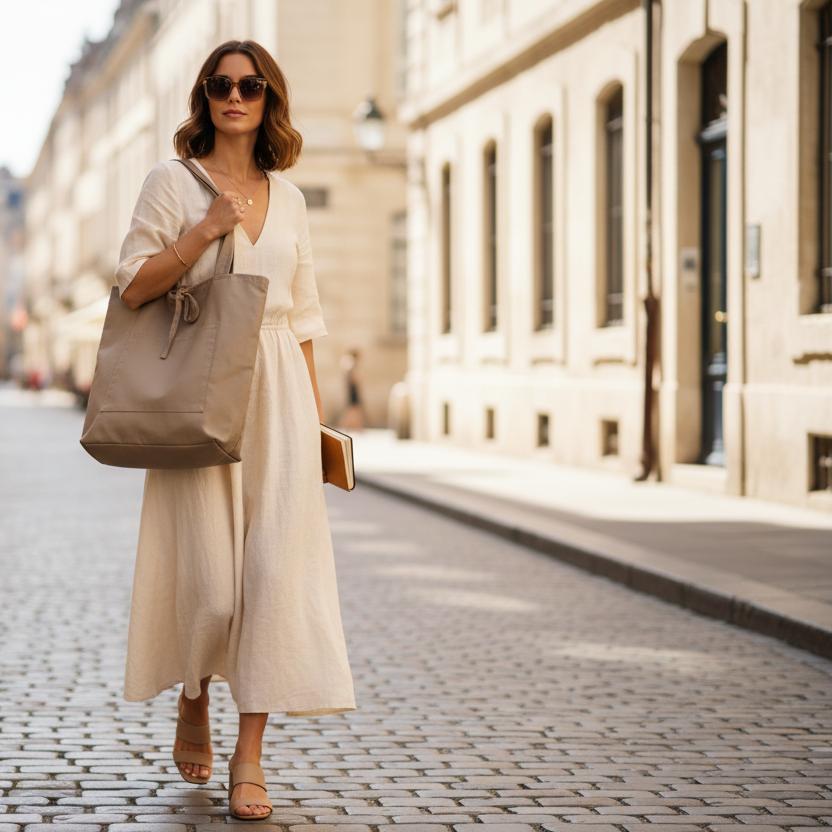 Totebag i kraftigt lærred, Mokka, Senegal
