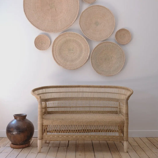 Malawi cane two-seater sofa, handwoven in rattan and bamboo. Sustainable and Fair Trade from MalawiMalawi
