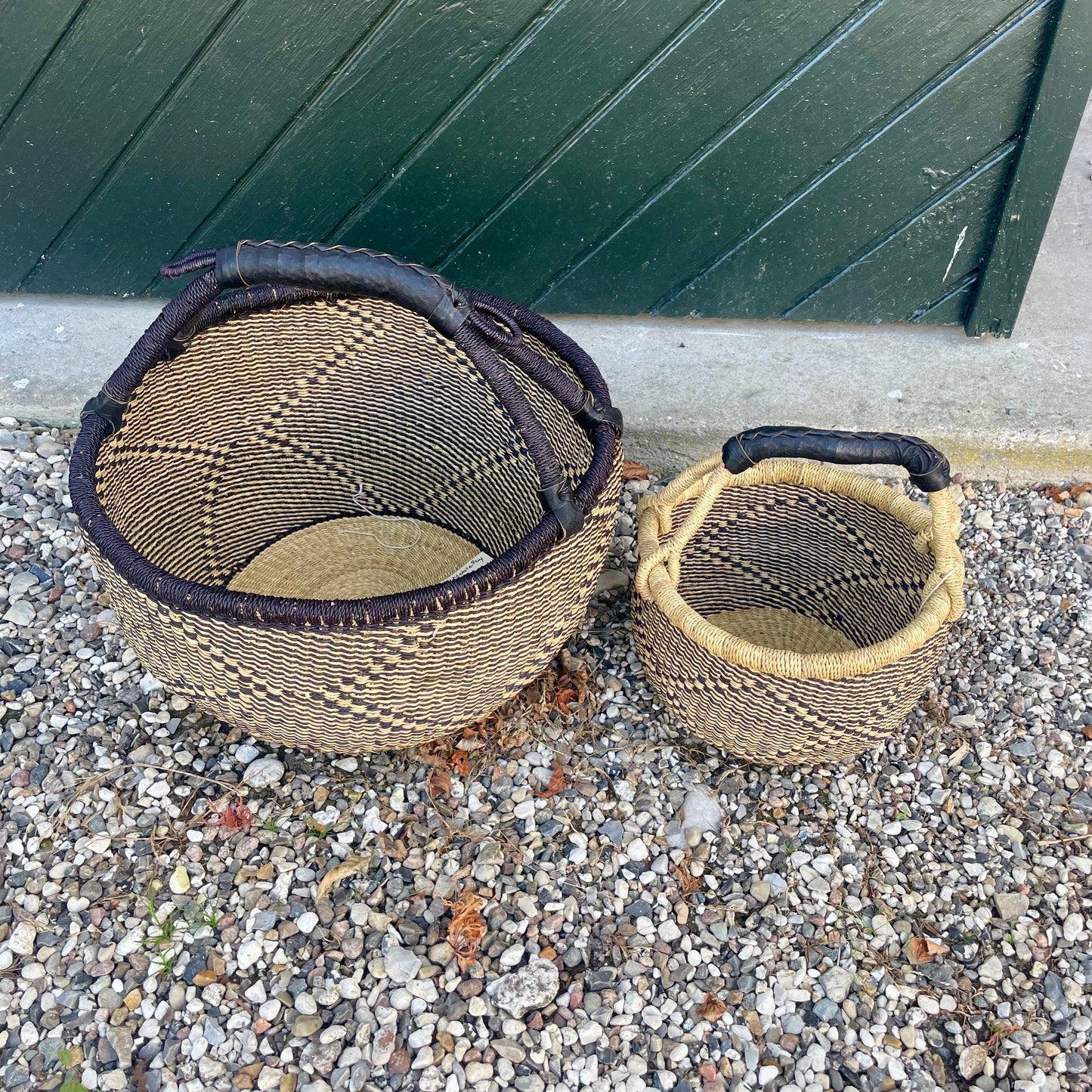 Bolga basket, traditional pattern (black/natural). Fair Trade, Ghana