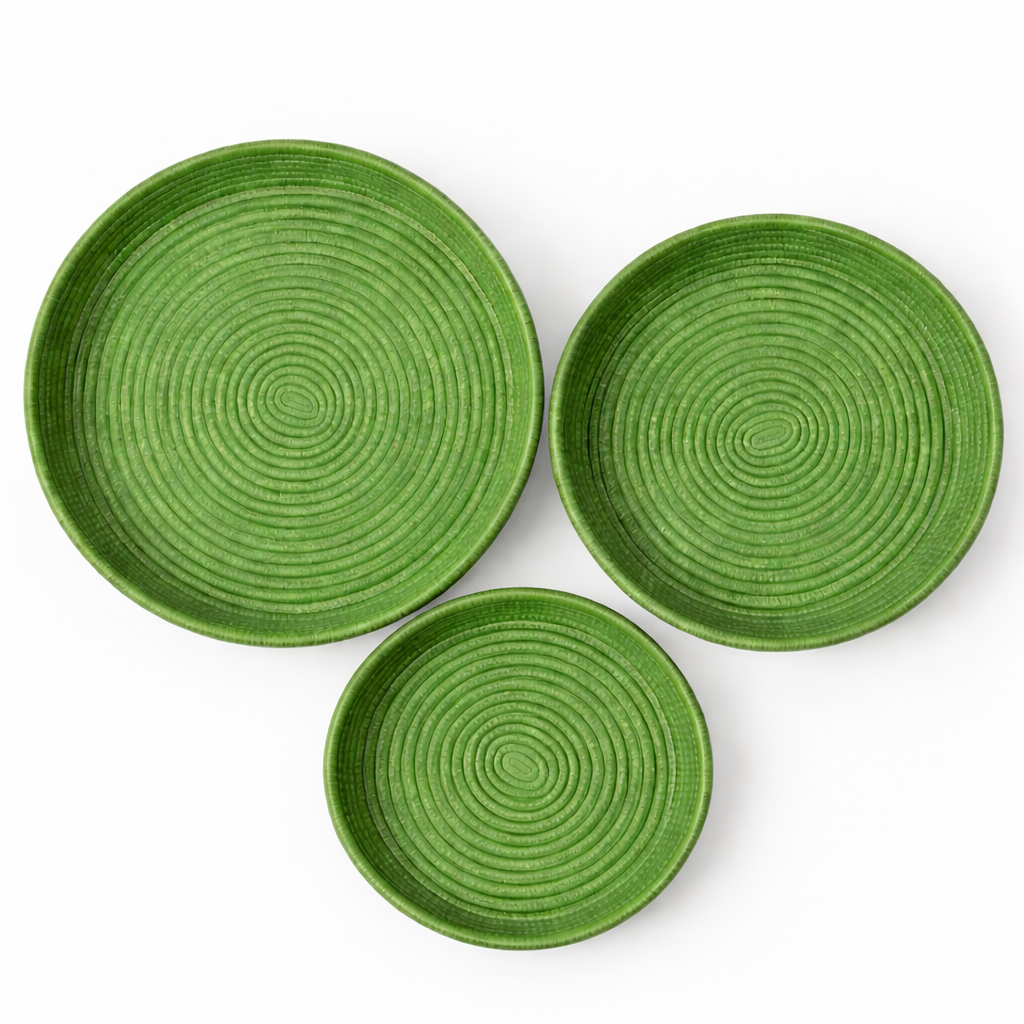 Bread tray, lime green. Handwoven. Fair Trade from Senegal