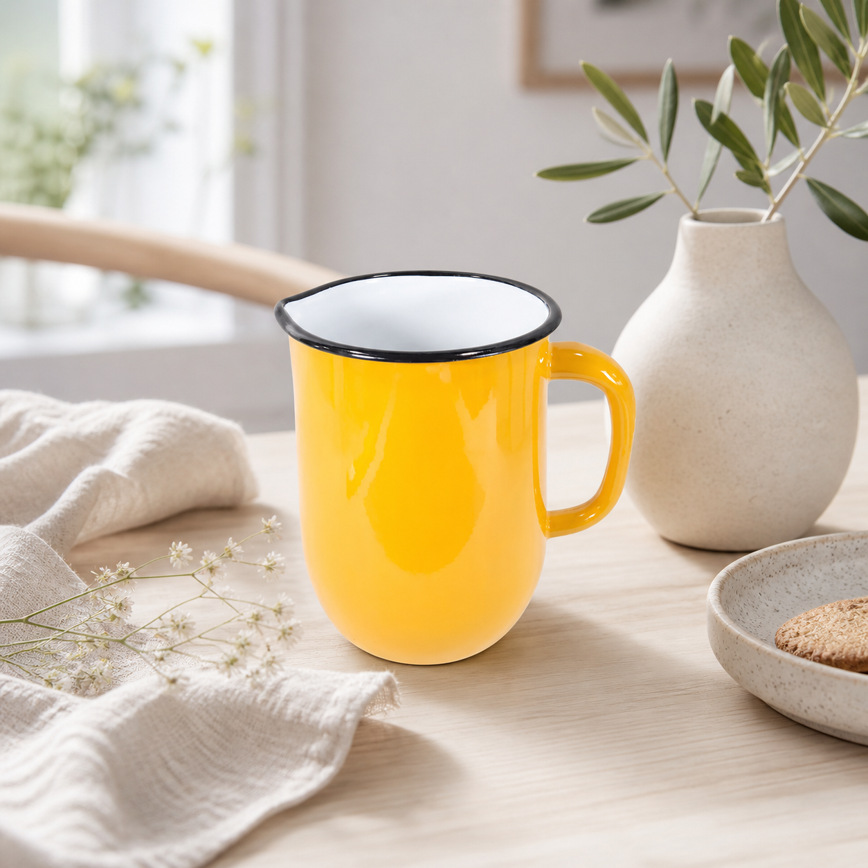 Handmade enamel carafe from Ukraine, Fair Trade for Peace, Mint