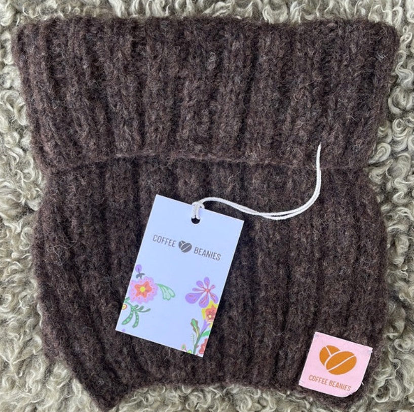 Coffee Beanie, Neckwarmer (Halsedisse) in wool, Several colors, Burundi