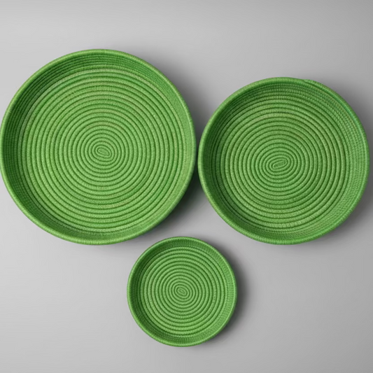 Bread tray, lime green. Handwoven. Fair Trade from Senegal