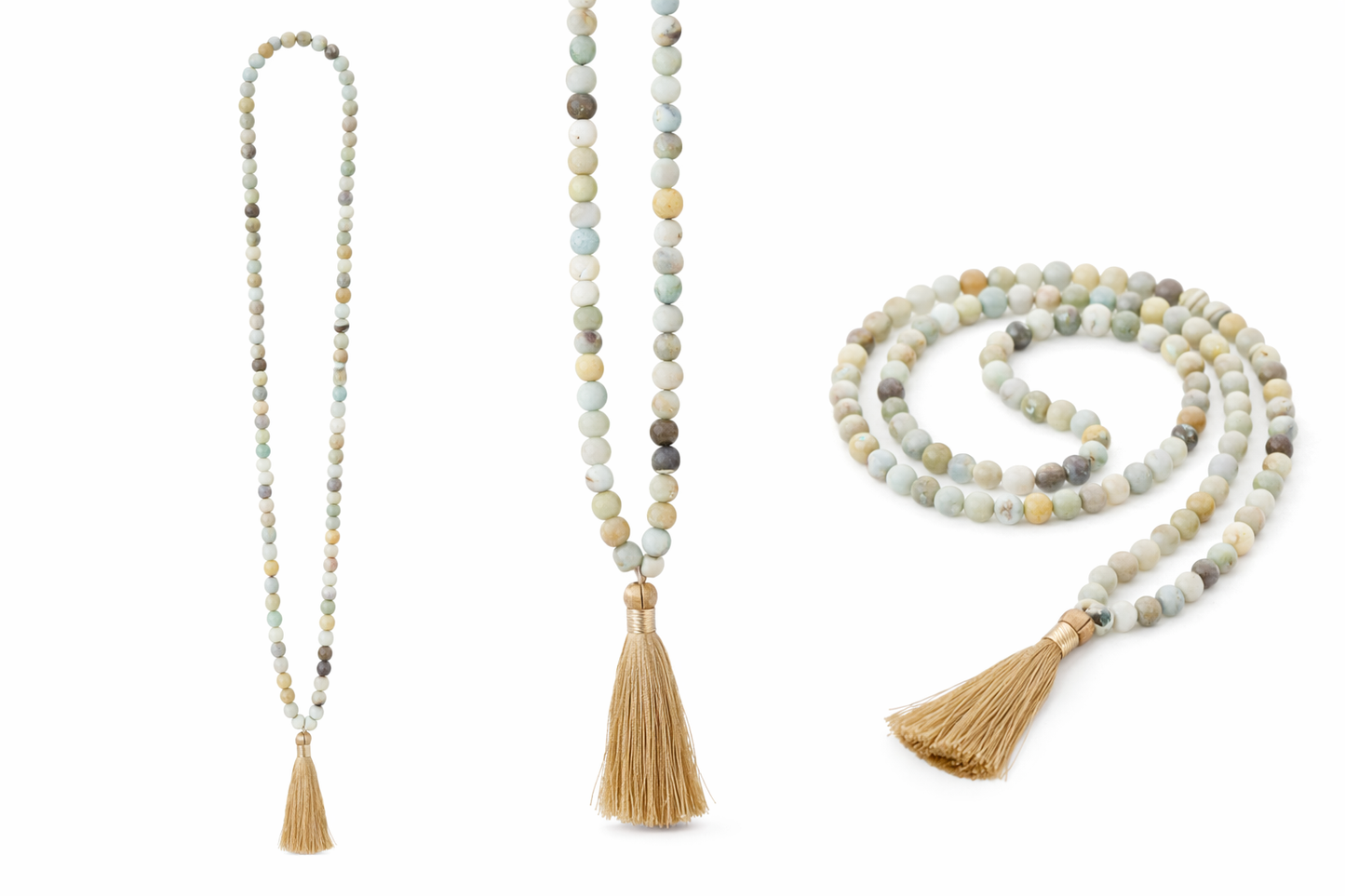 Mala pearl necklace, Agate stone