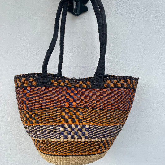 Skuldertaske med læderstrop, lille model, Fair Trade, fra Ghana (kopi)