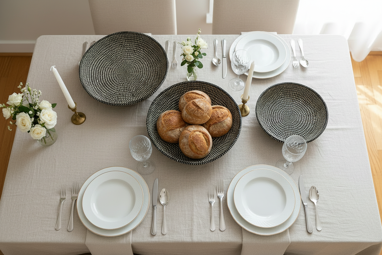 Brødkurv / serveringsbakke. Sort, tre størrelser. Fair Trade, Senegal