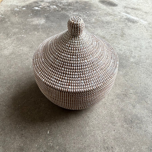 Basket with lid, Fair Trade from Senegal