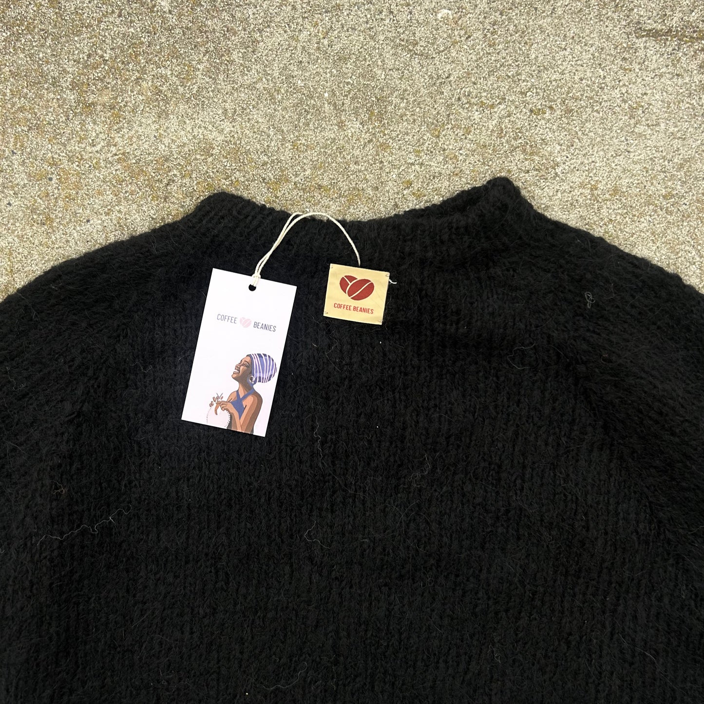 Coffee Beanies, Alpaka uld sweater, sort, Burundi