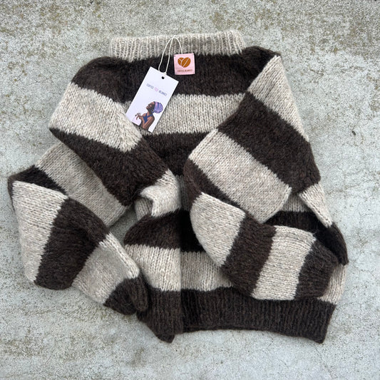 Coffee Beanies, Alpaca wool sweater, striped, multiple colors, Burundi