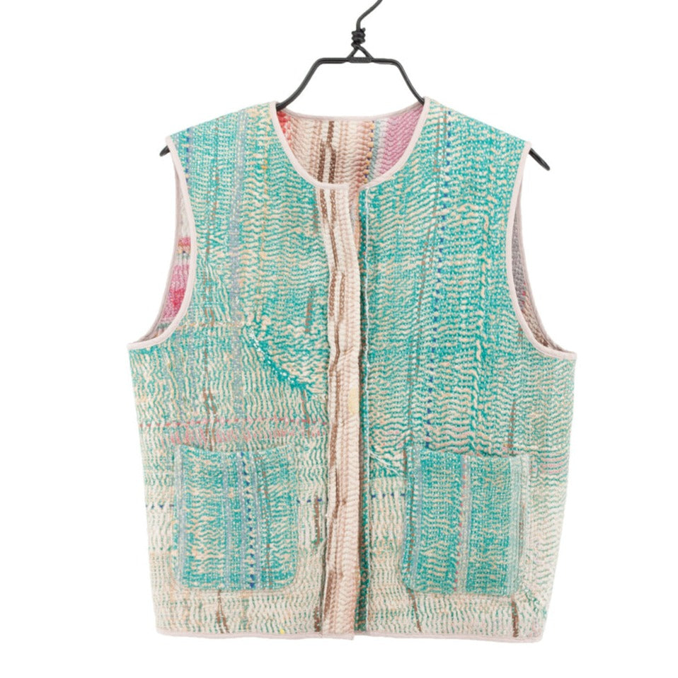 Vest made of Indian cotton rugs. Can be reversed. Unique and one size