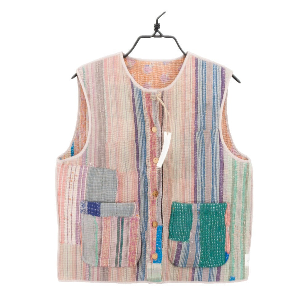 Vest made of Indian cotton rugs. Can be reversed. Unique and one size