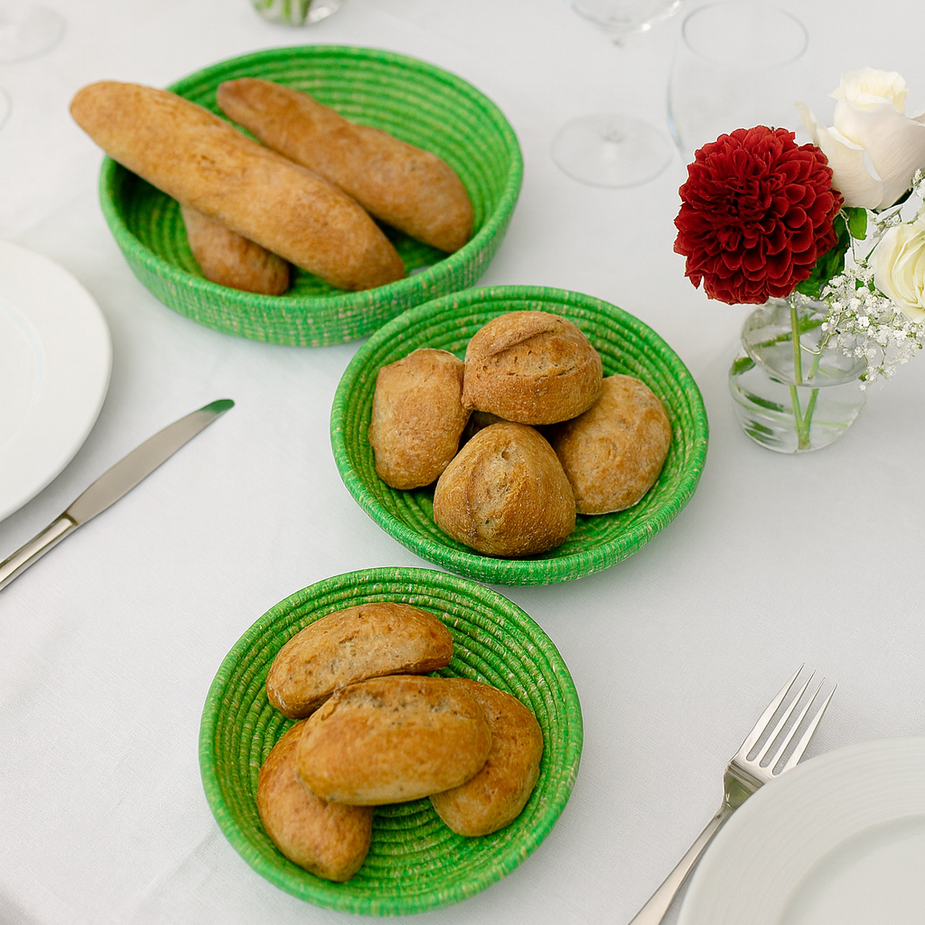 Brødbakke, limegrøn. Håndvævet. Fair Trade fra Senegal