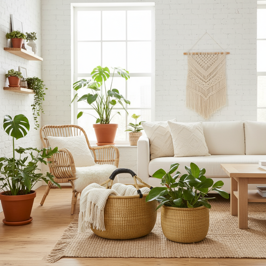 Bolga kurv. Tre størrelser. Natur. Fair Trade, Ghana