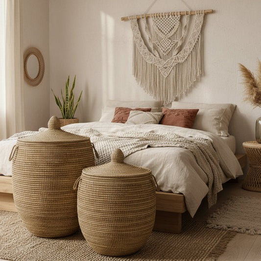 Vasketøjskurv, Organic med låg. Fair Trade, Senegal