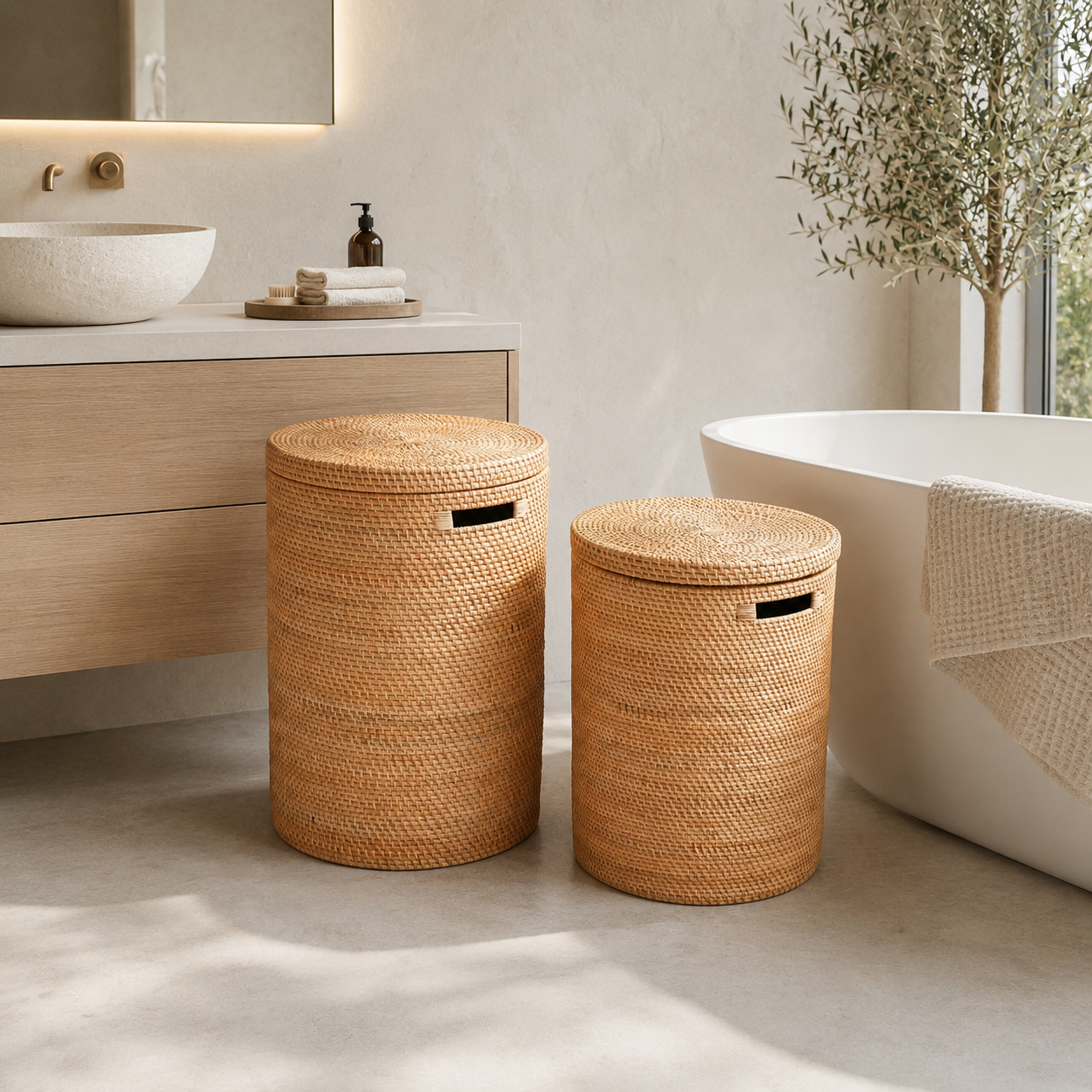 Laundry basket with lid, medium