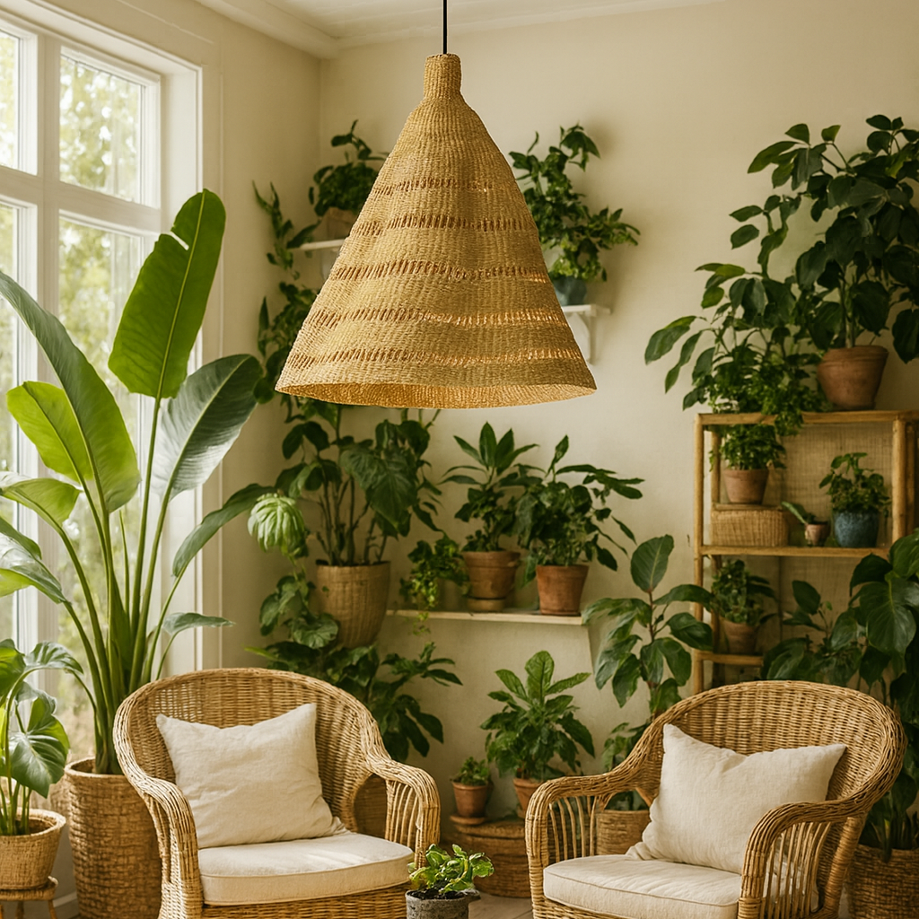 Lampshade braided in bamboo. Sustainable and Fair Trade from Cameroon