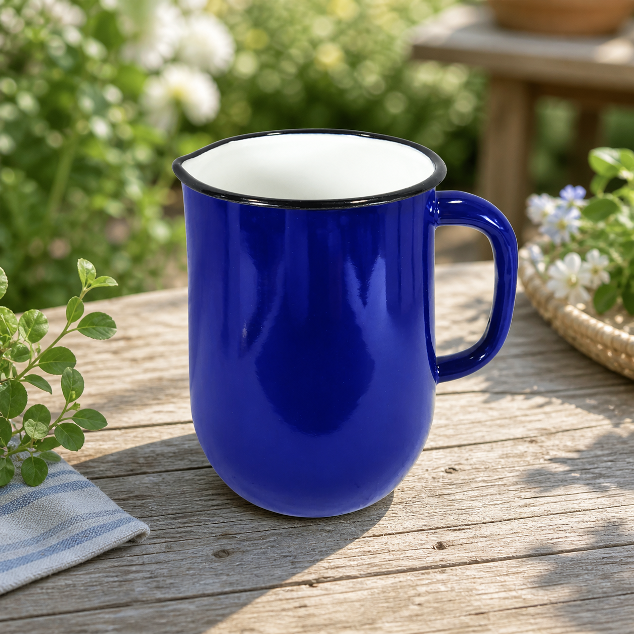 Handmade enamel carafe from Ukraine, Fair Trade for Peace, Mint