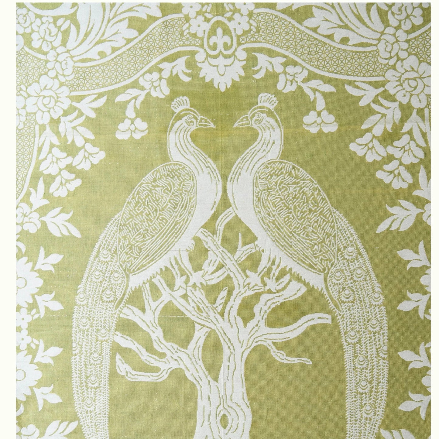 Dug, i pistaciegrøn, damaskvævning i økologisk bomuld