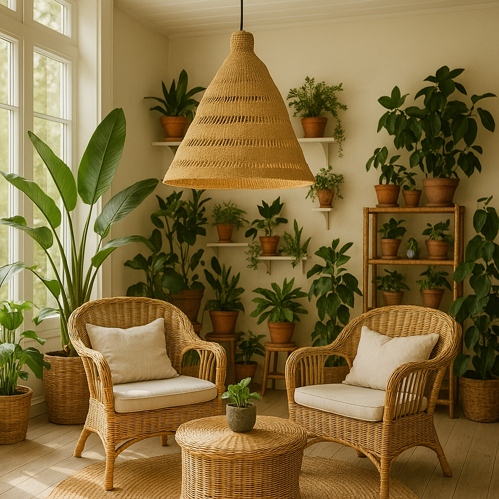 Lampshade braided in bamboo. Sustainable and Fair Trade from Cameroon