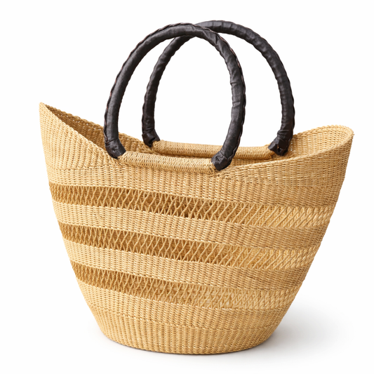 Kurvetaske i natur, Fair Trade, Ghana