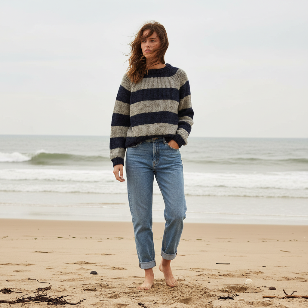 Coffee Beanies, Alpaka uld sweater, mørk blå/grå, Burundi