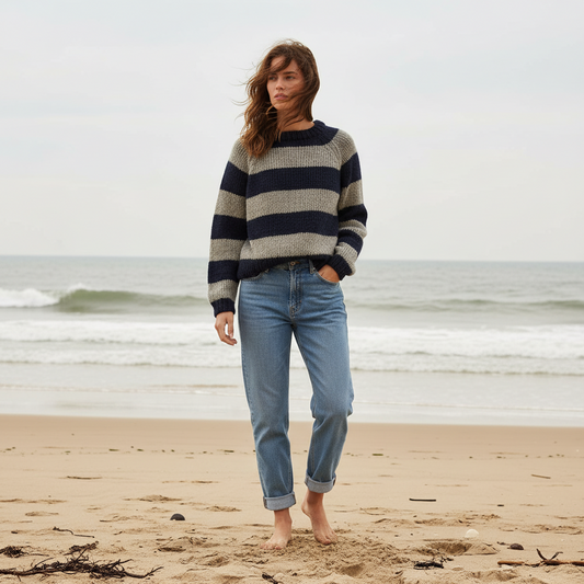 Coffee Beanies, Alpaka uld sweater, mørk blå/grå, Burundi