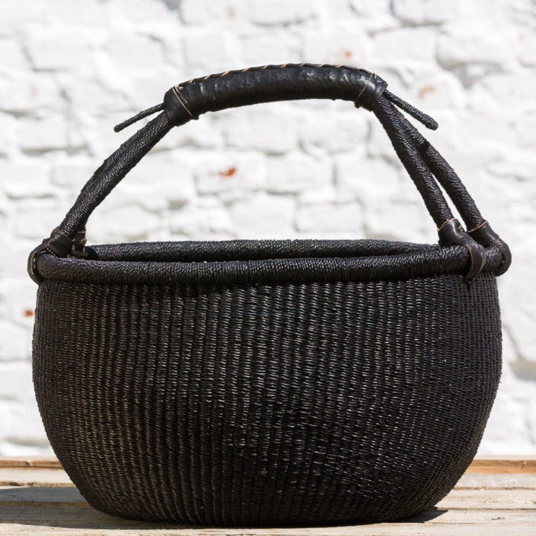 Bolga basket, three sizes. Handwoven in sea grass. Black. Fair Trade and from Ghana