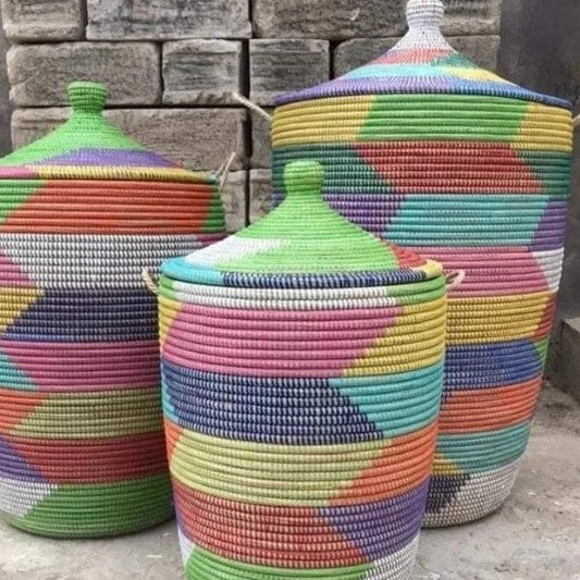 Vasketøjskurv, multi farvet. Fair Trade fra Senegal